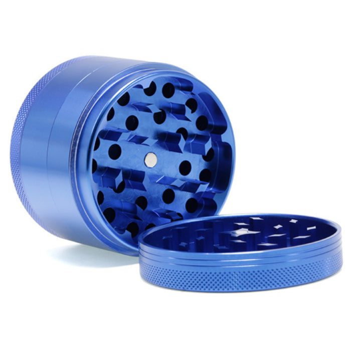 63MM Aluminum Alloy 4 Part Upper Cover Concave Weed Grinder-Blue Color