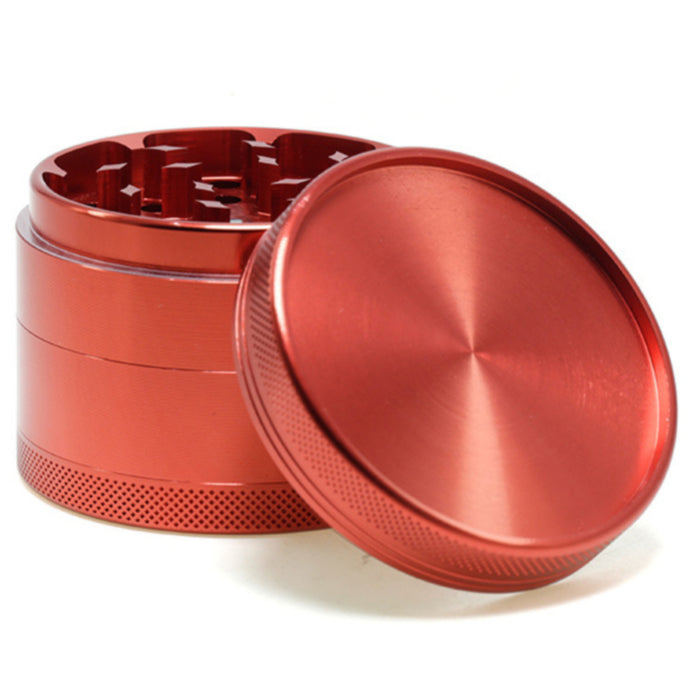 63MM Aluminum Alloy 4 Part Upper Cover Concave Weed Grinder-Red
