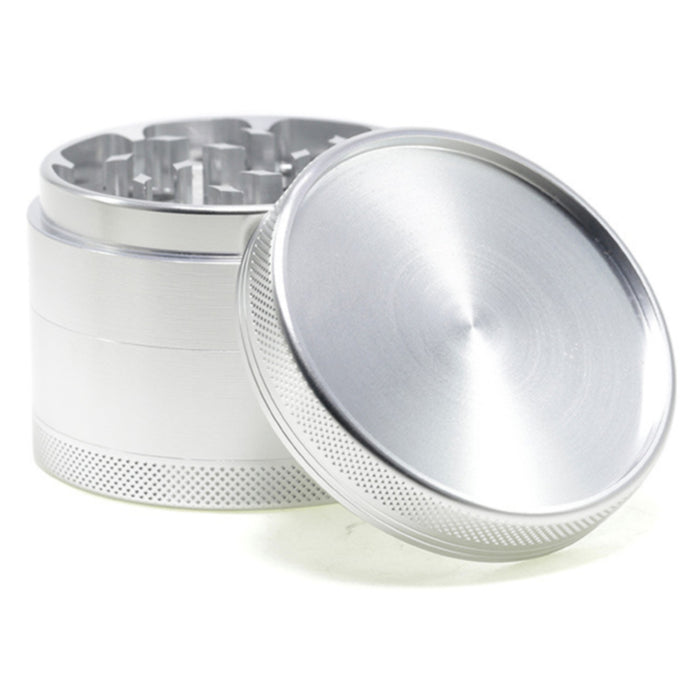 63MM Aluminum Alloy 4 Part Upper Cover Concave Weed Grinder-Silver