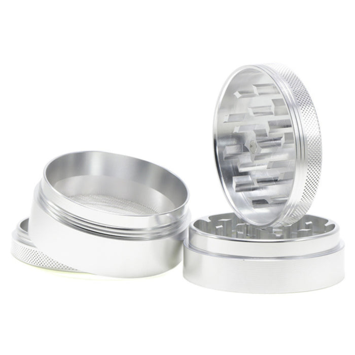 63MM Aluminum Alloy 4 Part Upper Cover Concave Weed Grinder-Silver
