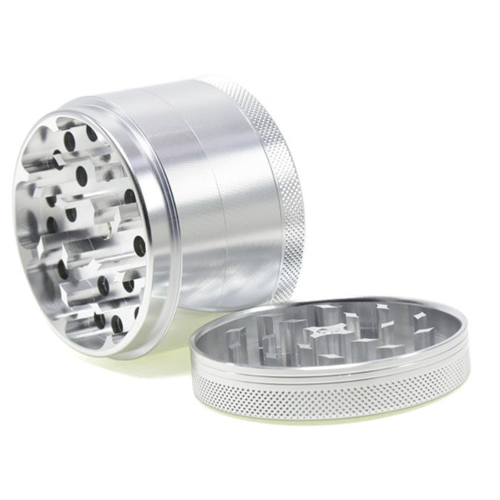 63MM Aluminum Alloy 4 Part Upper Cover Concave Weed Grinder-Silver