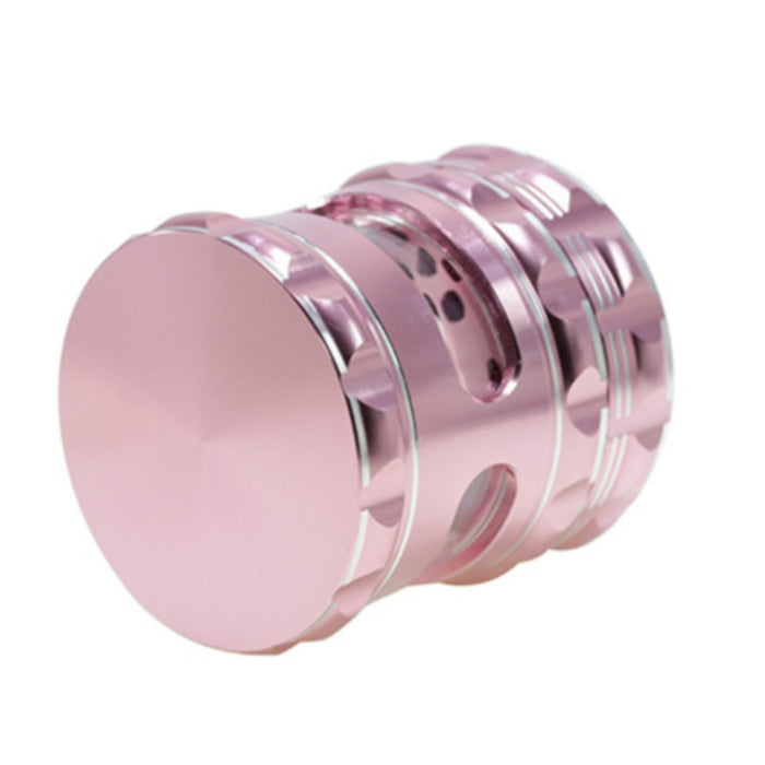 63MM Aluminum Alloy 4 Piece Flat Pattern Thin Waist Side Window Herb Grinder-Pink