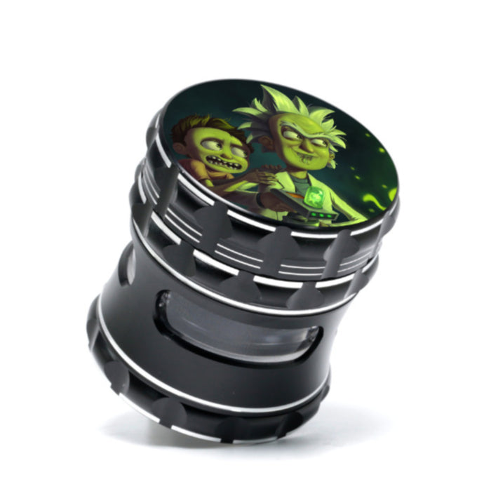 63MM Aluminum Alloy Four-Layer Cartoon Animation Pattern Herb Grinder-Black