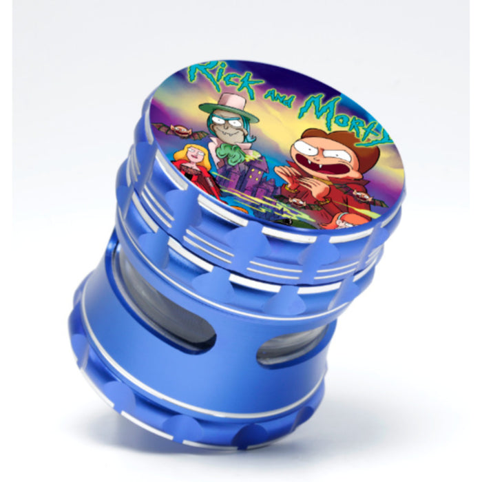 63MM Aluminum Alloy Four-Layer Cartoon Animation Pattern Herb Grinder-Blue
