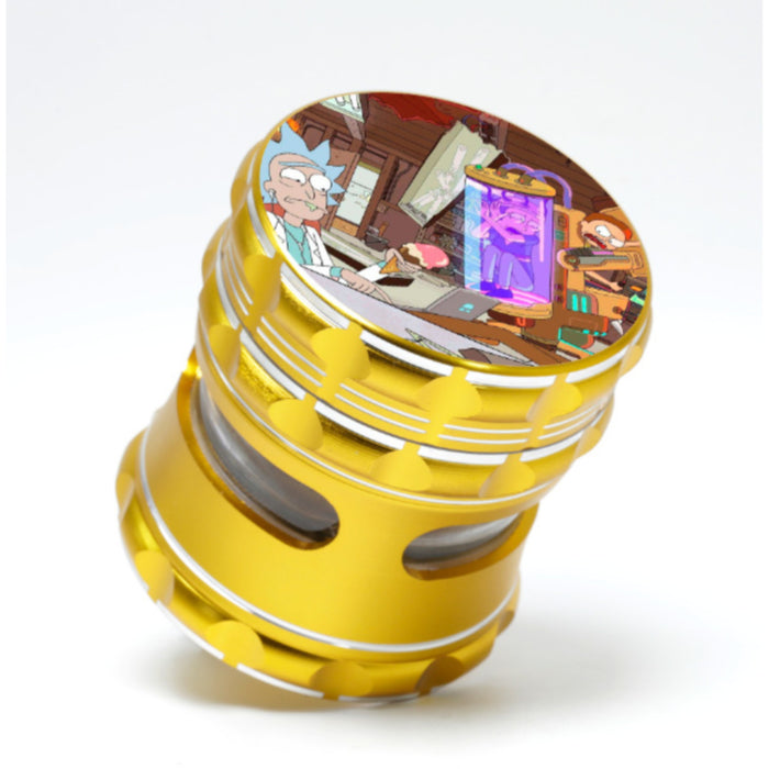 63MM Aluminum Alloy Four-Layer Cartoon Animation Pattern Herb Grinder-Gold