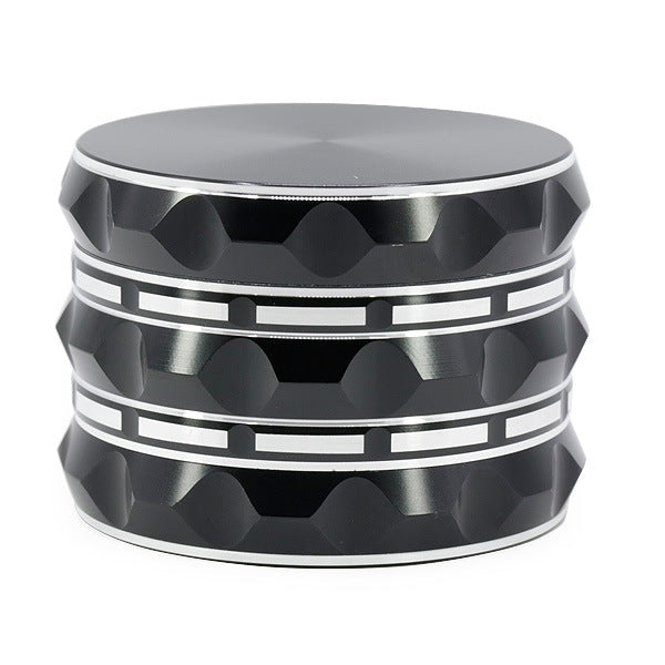 63MM Aluminum Alloy Four-Layer Pointed Pattern Polygonal Herb Grinder-Black