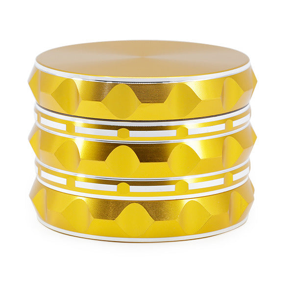 63MM Aluminum Alloy Four-Layer Pointed Pattern Polygonal Herb Grinder-Gold