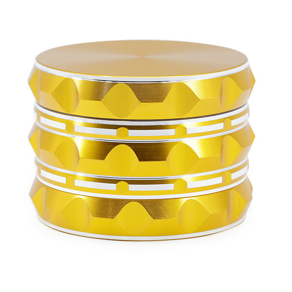 63MM Aluminum Alloy Four-Layer Pointed Pattern Polygonal Herb Grinder-Gold