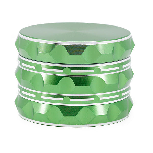 63MM Aluminum Alloy Four-Layer Pointed Pattern Polygonal Herb Grinder-Green
