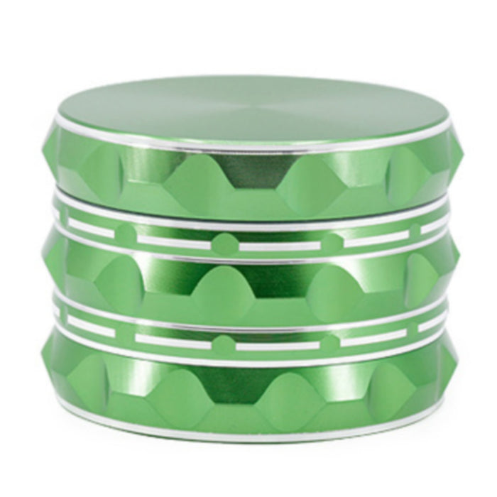 63MM Aluminum Alloy Four-Layer Pointed Pattern Polygonal Herb Grinder-Green