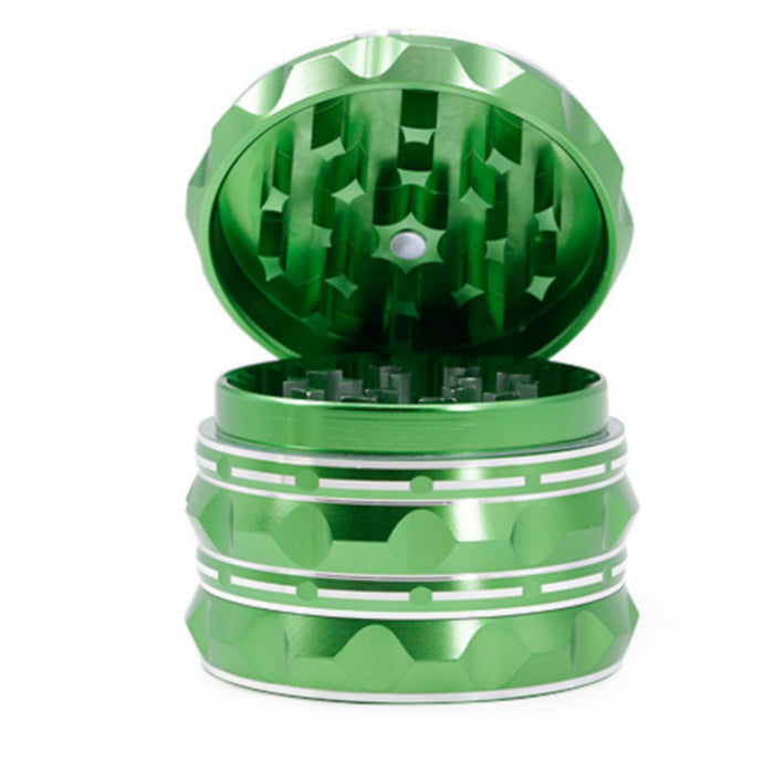 63MM Aluminum Alloy Four-Layer Pointed Pattern Polygonal Herb Grinder-Green