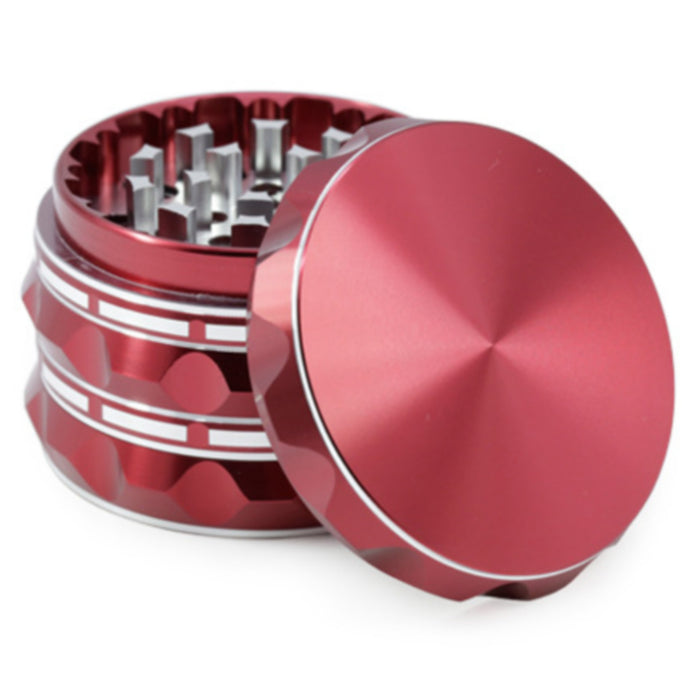 63MM Aluminum Alloy Four-Layer Pointed Pattern Polygonal Herb Grinder-Red