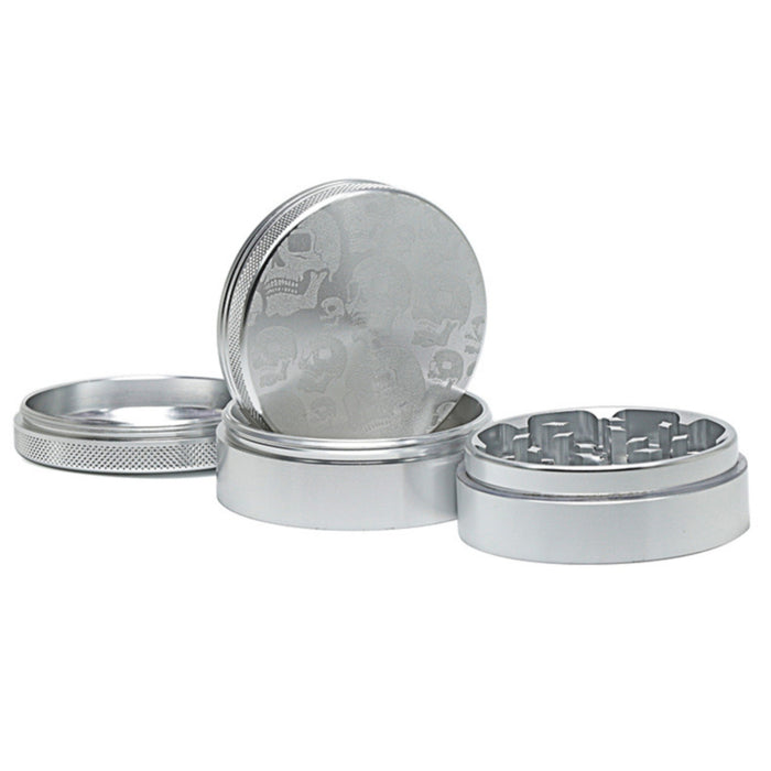 63MM Aluminum Alloy Four-Layer Skull Color Luminous Pattern Herb Grinder-Green