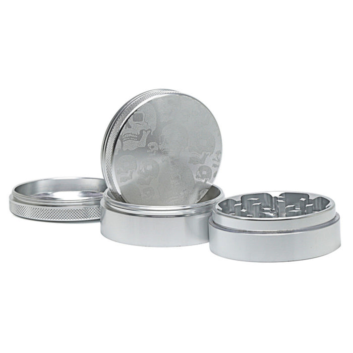 63MM Aluminum Alloy Four-Layer Skull Color Luminous Pattern Herb Grinder-Green