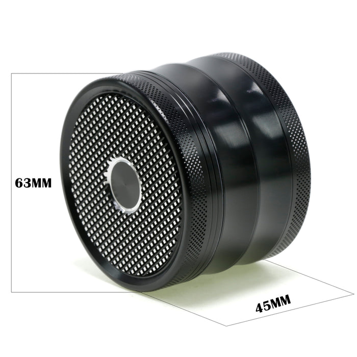 63MM Aluminum Alloy Four-Layer Square Grid Pattern Herb Grinder-Black