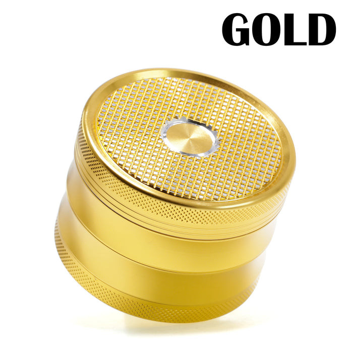 63MM Aluminum Alloy Four-Layer Square Grid Pattern Herb Grinder-Gold