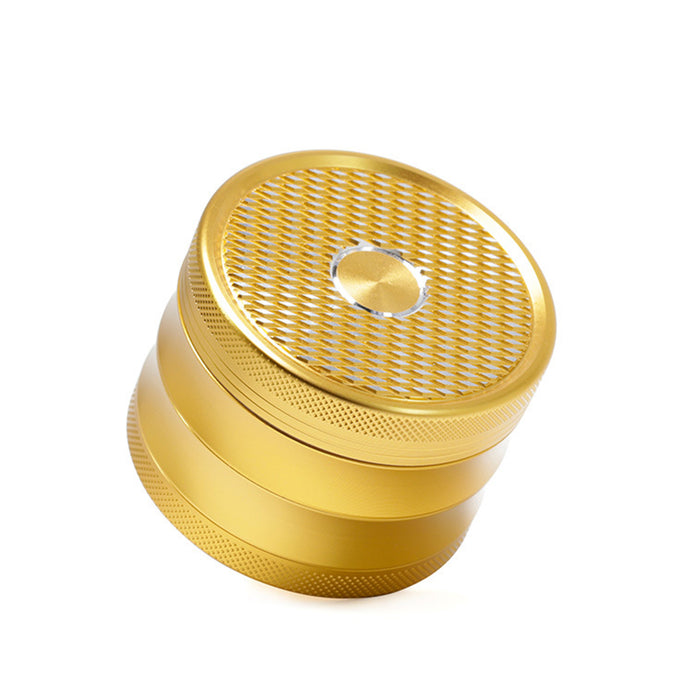 63MM Aluminum Alloy Four-Layer Square Grid Pattern Herb Grinder-Gold