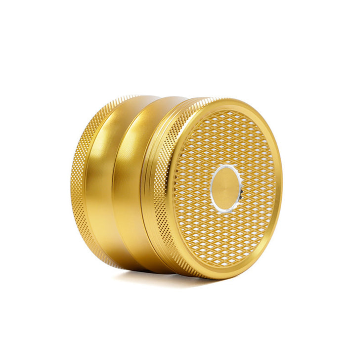 63MM Aluminum Alloy Four-Layer Square Grid Pattern Herb Grinder-Gold