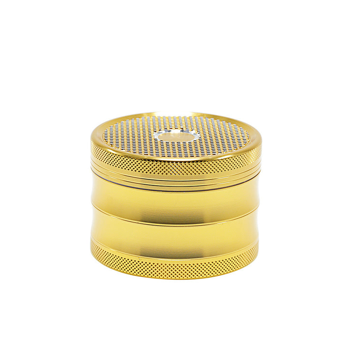 63MM Aluminum Alloy Four-Layer Square Grid Pattern Herb Grinder-Gold