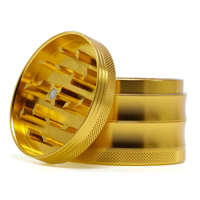 63MM Aluminum Alloy Four-Layer Square Grid Pattern Herb Grinder-Gold