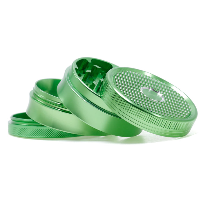 63MM Aluminum Alloy Four-Layer Square Grid Pattern Herb Grinder-Green
