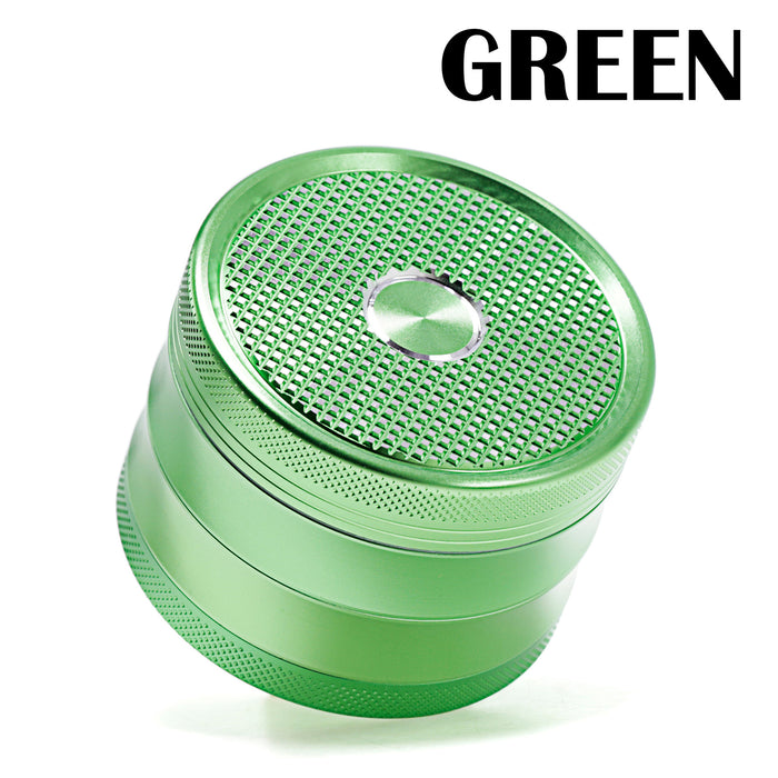 63MM Aluminum Alloy Four-Layer Square Grid Pattern Herb Grinder-Green
