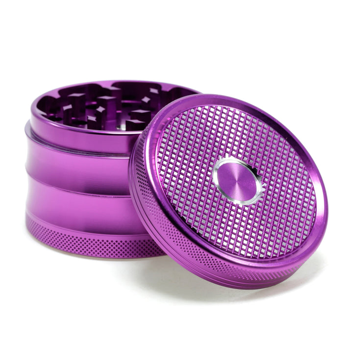 63MM Aluminum Alloy Four-Layer Square Grid Pattern Herb Grinder-Purple