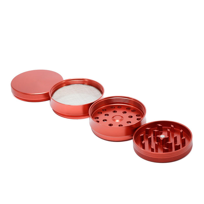 63MM Aluminum Alloy Four-Layer Square Grid Pattern Herb Grinder-Red