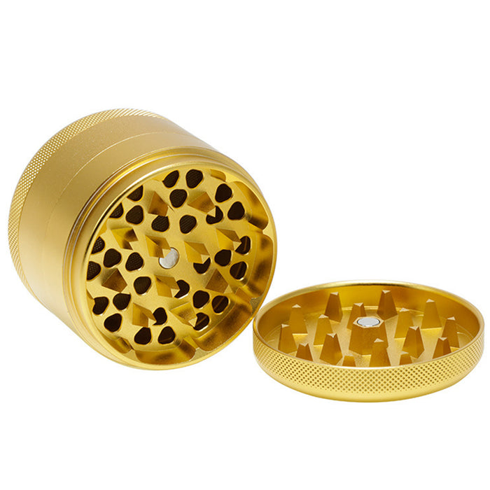 63MM Aluminum Alloy Four-Layer Tine Weed Grinder | Gold Color