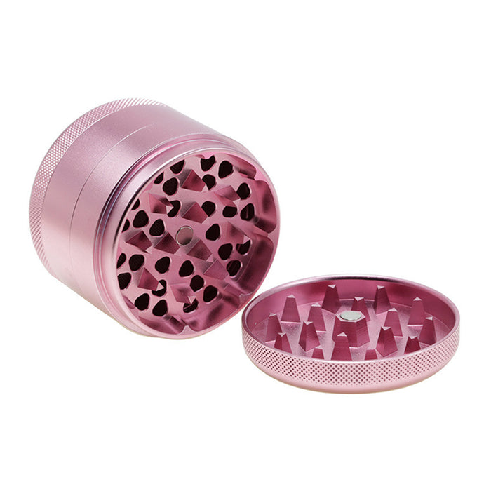 63MM Aluminum Alloy Four-Layer Tine Weed Grinder | Pink Color