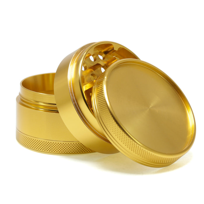 63MM Aluminum Alloy Four-Layer Upper Cover Concave Smoke Grinder-Gold