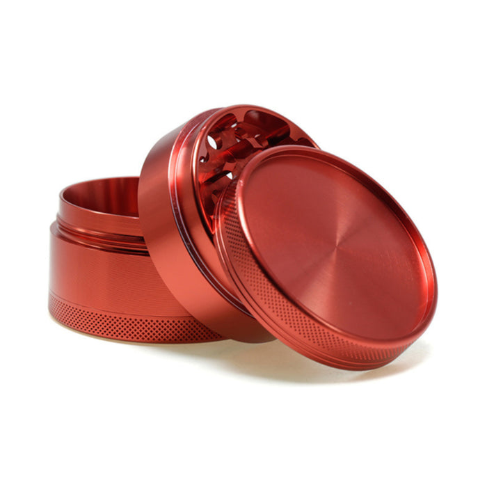 63MM Aluminum Alloy Four-Layer Upper Cover Concave Smoke Grinder-Red