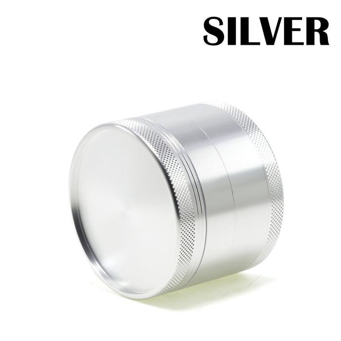 63MM Aluminum Alloy Four-Layer Upper Cover Concave Smoke Grinder-Silver