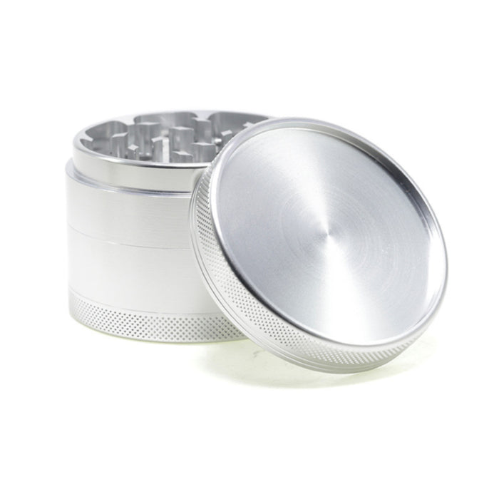 63MM Aluminum Alloy Four-Layer Upper Cover Concave Smoke Grinder-Silver