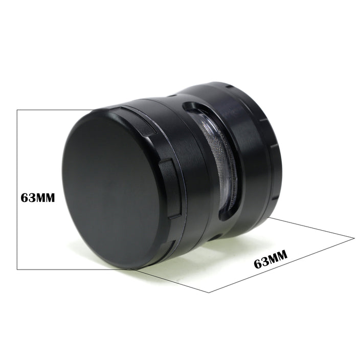 63MM Double Chamfered Waist Open Window Herb Grinder-Black