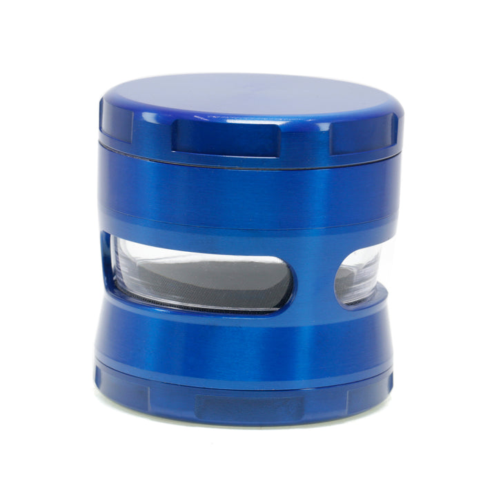 63MM Double Chamfered Waist Open Window Herb Grinder-Blue