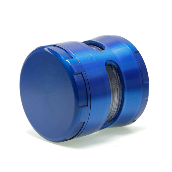63MM Double Chamfered Waist Open Window Herb Grinder-Blue