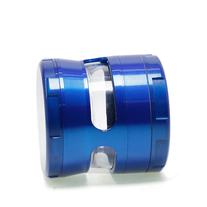 63MM Double Chamfered Waist Open Window Herb Grinder-Blue