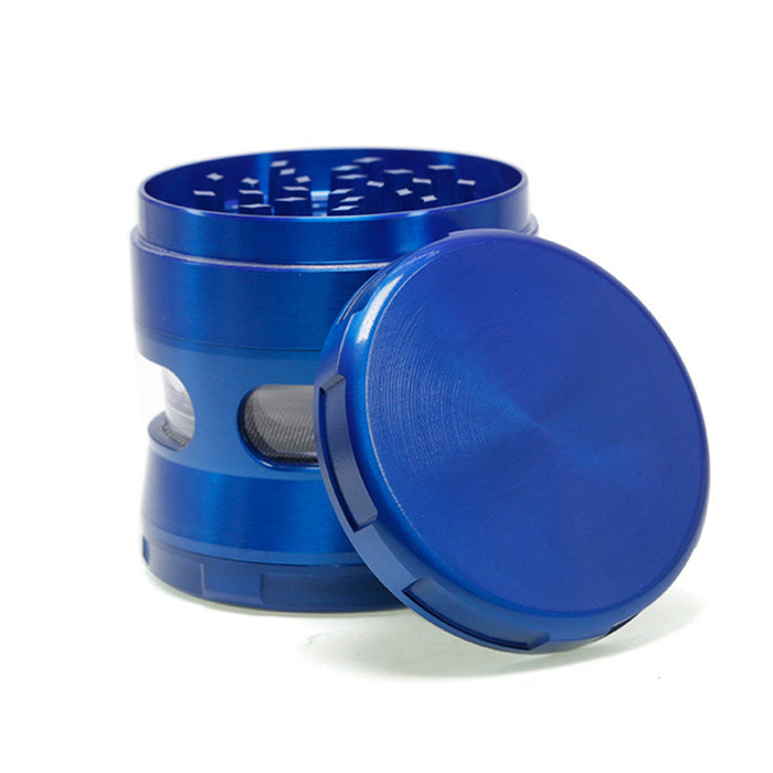 63MM Double Chamfered Waist Open Window Herb Grinder-Blue