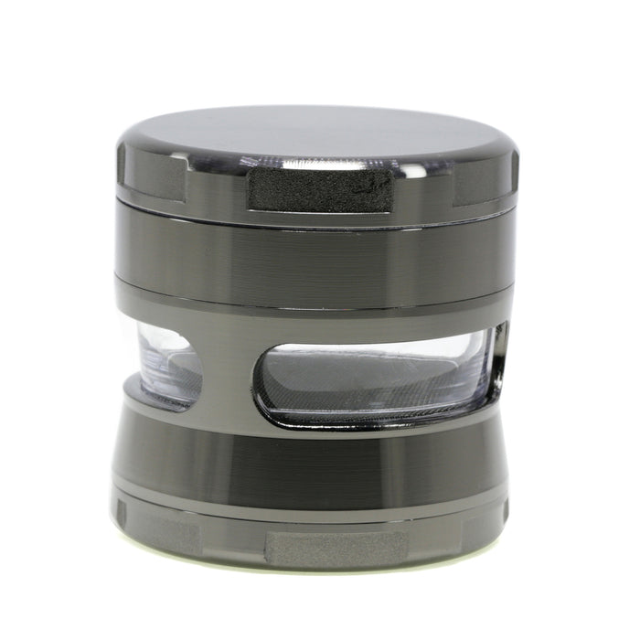 63MM Double Chamfered Waist Open Window Herb Grinder-Gun Black