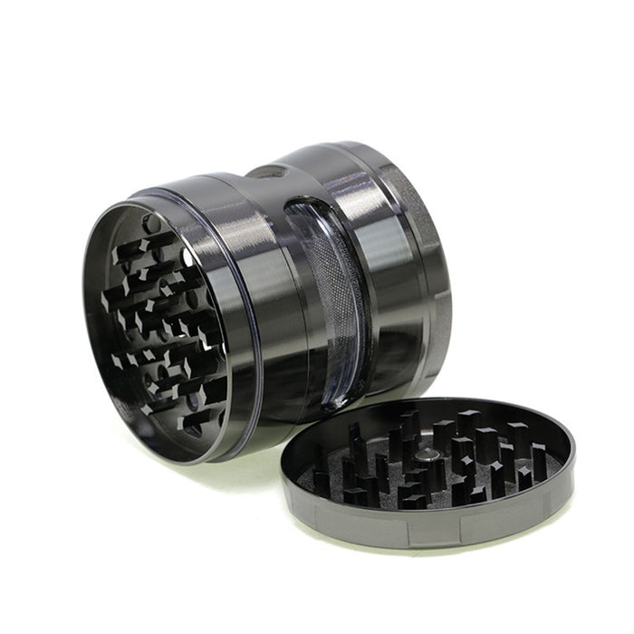 63MM Double Chamfered Waist Open Window Herb Grinder-Gun Black