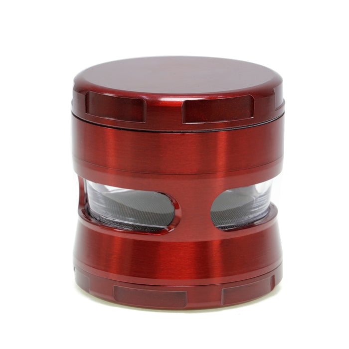 63MM Double Chamfered Waist Open Window Herb Grinder-Red