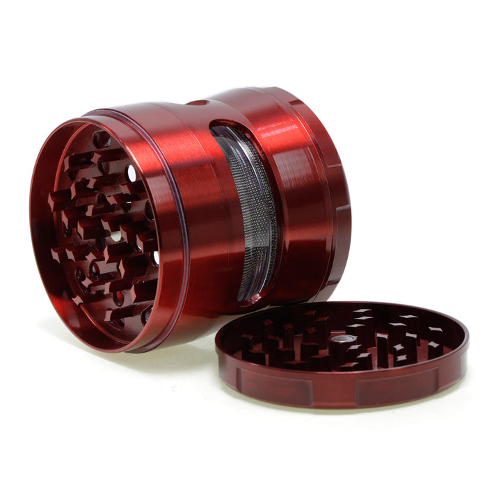63MM Double Chamfered Waist Open Window Herb Grinder-Red