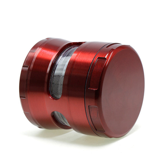 63MM Double Chamfered Waist Open Window Herb Grinder-Red
