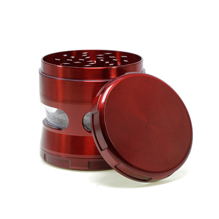 63MM Double Chamfered Waist Open Window Herb Grinder-Red
