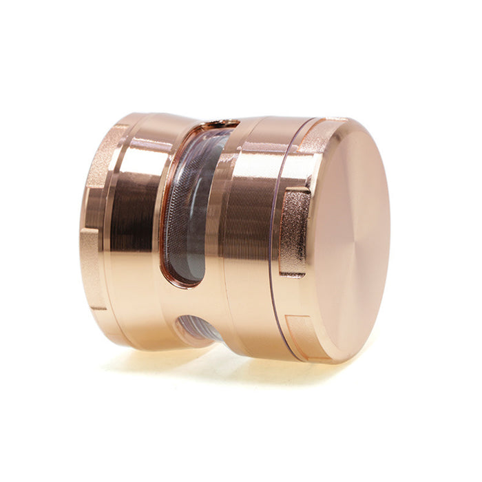 63MM Double Chamfered Waist Open Window Herb Grinder-Rose Gold