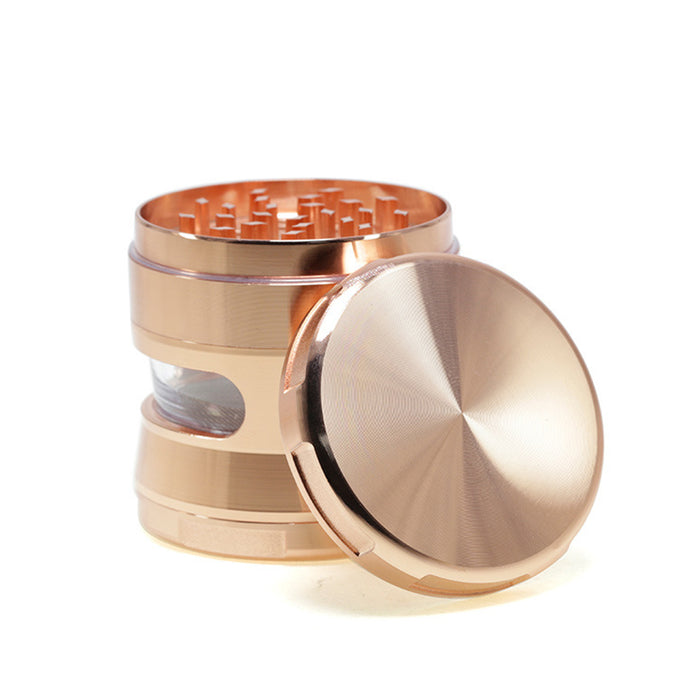 63MM Double Chamfered Waist Open Window Herb Grinder-Rose Gold