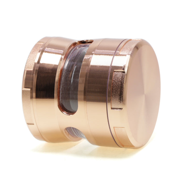 63MM Double Chamfered Waist Open Window Herb Grinder-Rose Gold
