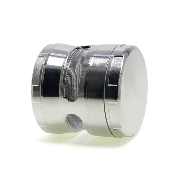 63MM Double Chamfered Waist Open Window Herb Grinder-Silver