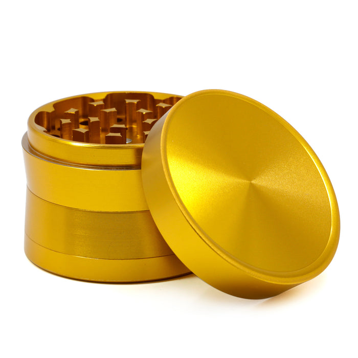 63MM Four-Layer Aluminum Alloy Bevel Cigarette Grinder-Gold